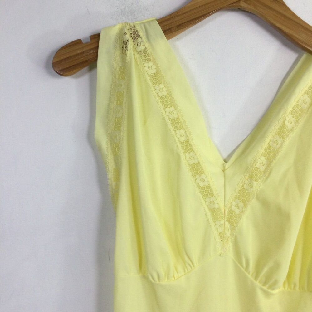 Lucy Larcom Womens Nightgown Maxi Dress V-Neck Sleeveless Pleated Yellow Size 36 - Picture 7 of 16